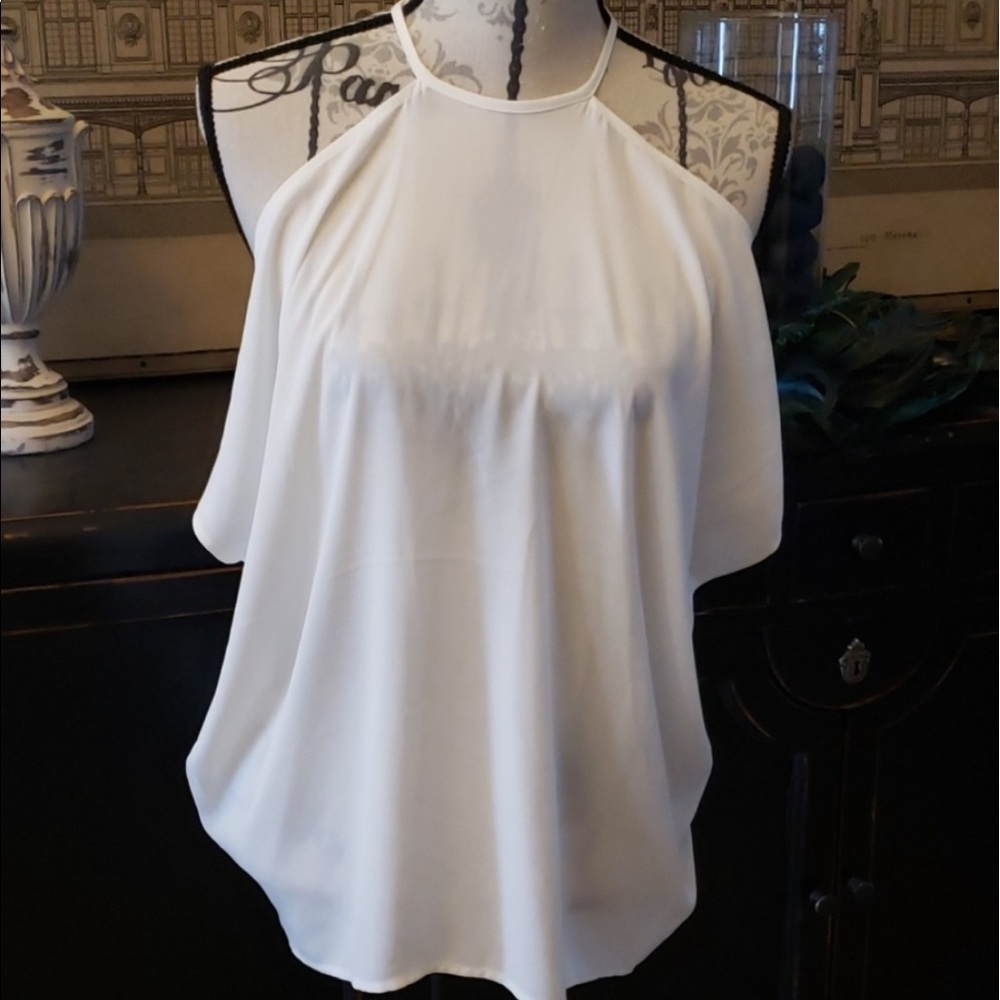 EXPRESS sheer cold shoulder blouse
